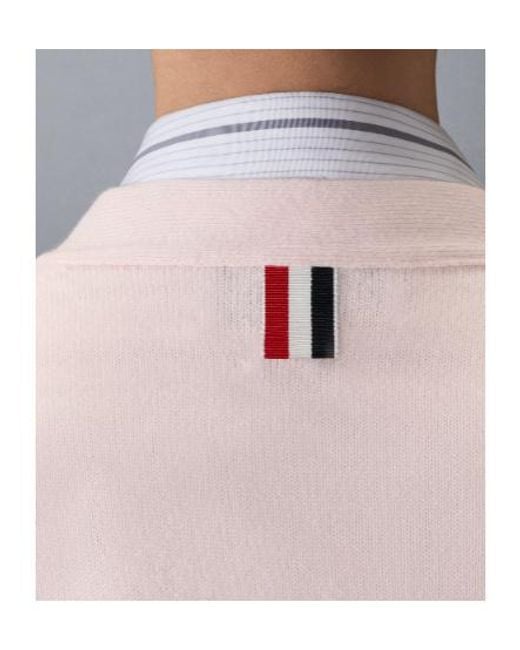 Thom Browne Pink Striped Shrunken Cardigan
