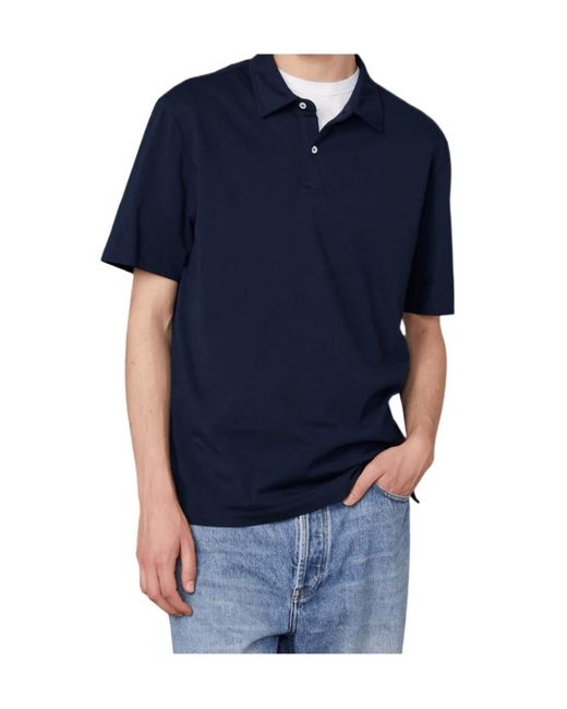 Officine Generale Blue Short-Sleeved Polo Shirt for men