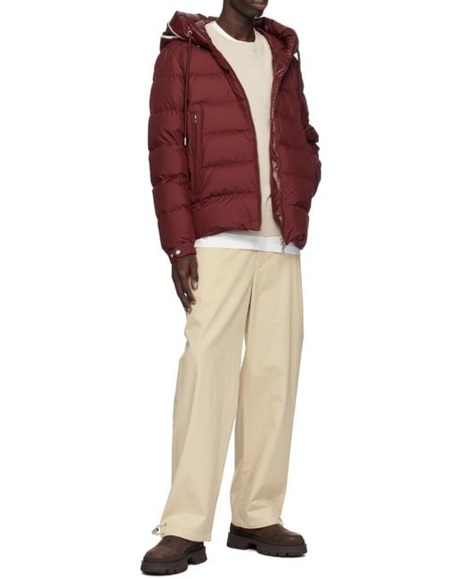 Moncler Red Logo-Patch Padded Jacket for men