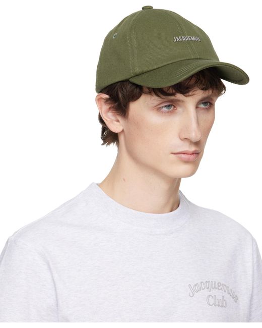 Jacquemus Green Logo Plaque Curved Peak Cap for men