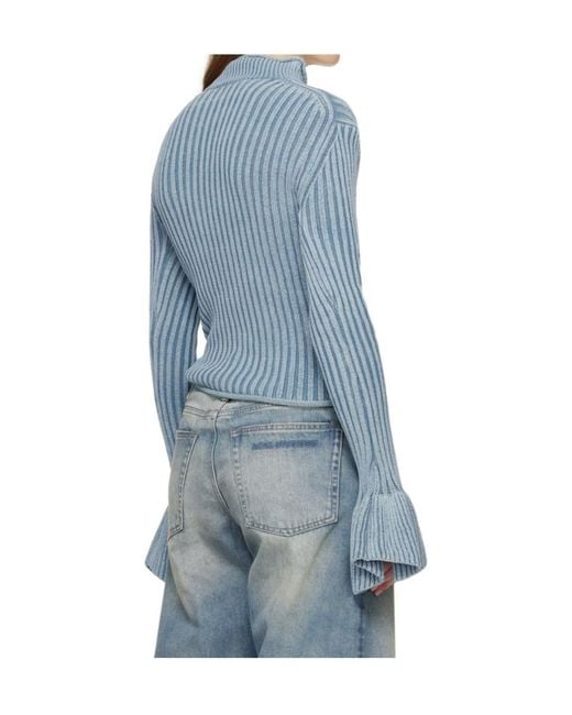 Acne Blue Ruffled Sleeved Jumper