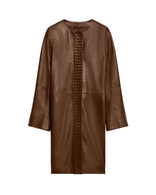 Weekend by Maxmara Brown Long-Sleeved Leather Jacket