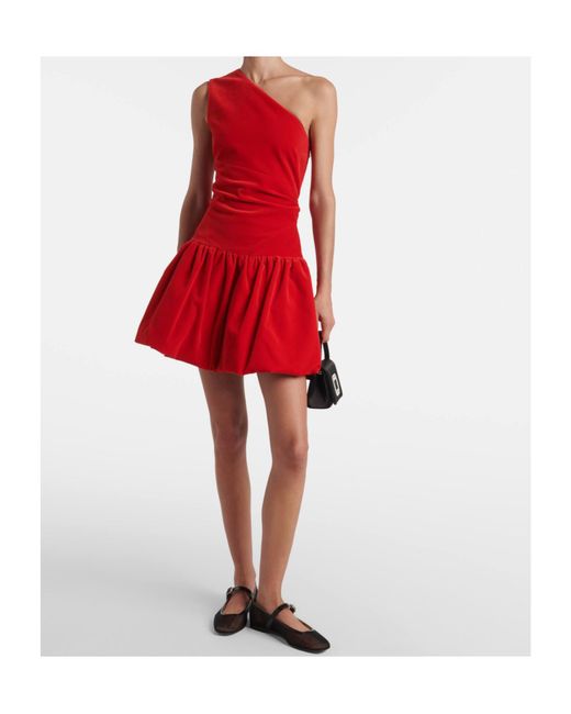 Patou Red One-Shoulder Cotton Minidress