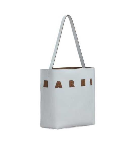 Marni White Museo Logo-Patch Small Shoulder Bag