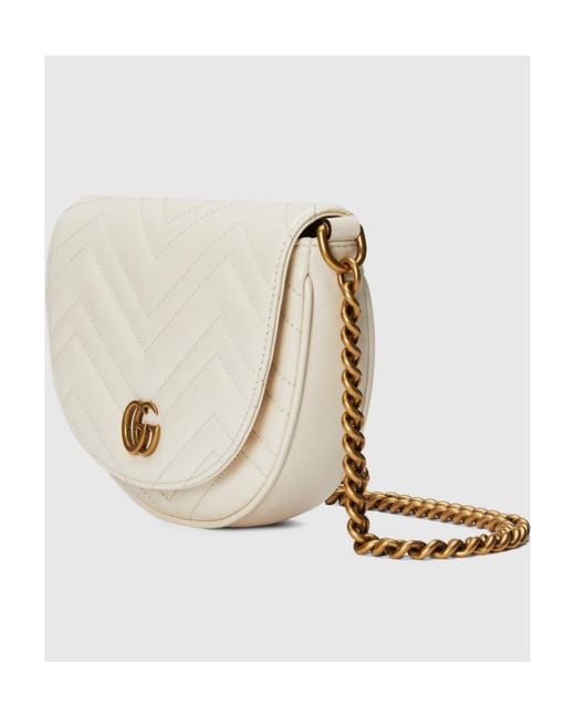 Gucci White Gg Marmont Matelassé Mini Crossbody Bag
