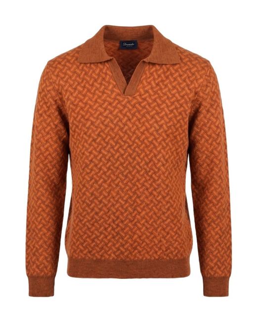 Drumohr Brown Long-Sleeved Sweater for men