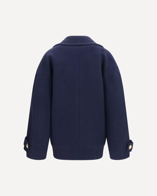 Balmain Blue Double-Breasted Buttoned Coat