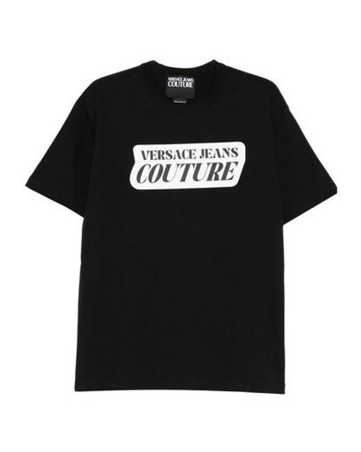 Versace Black Jeans Couture Logo Printed Crewneck T-Shirt for men