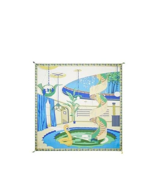 Tory Burch Blue The Pool Silk Square Scarf