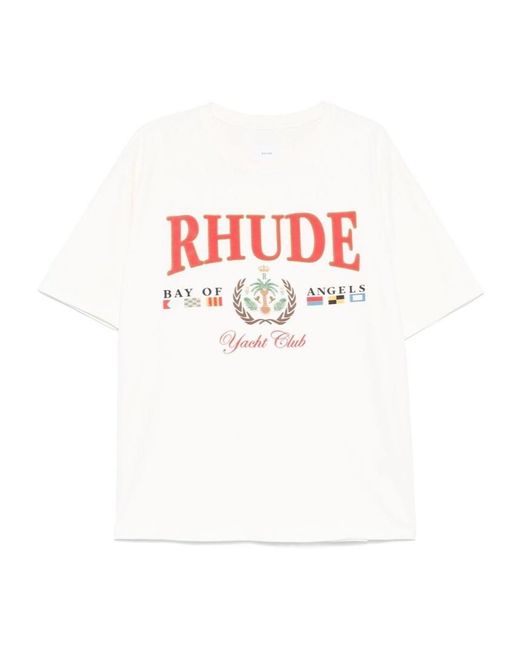 Rhude White Yacht Club Graphic T-Shirt for men