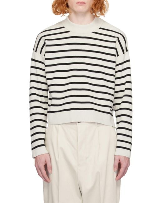AMI White Ami Striped Long-Sleeved Jumper for men