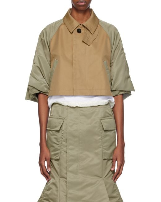 Sacai Natural Button Detailed Cropped Jacket