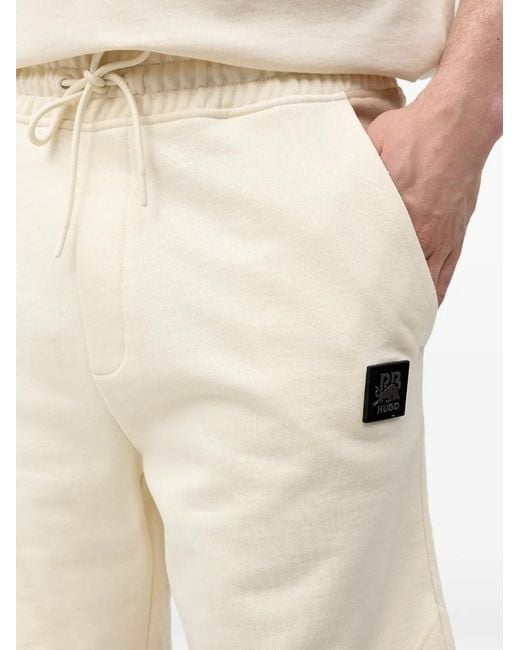 Boss Natural Drawstring-Fastening Logo-Patch Shorts for men