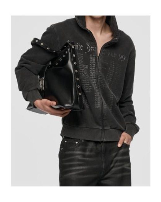 M I S B H V Gray Graphic-Print Zip-Up Hoodie for men