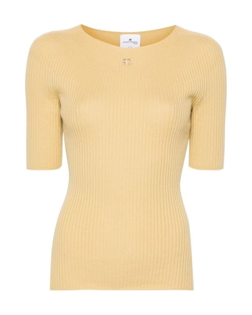 Courreges Natural Courrèges Solar Crewneck Short-Sleeved Jumper