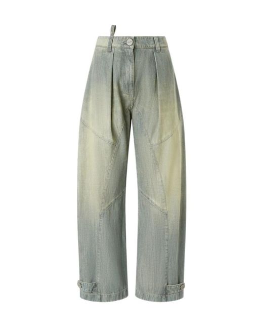 Pinko Gray Denim Trousers With Belt Loops