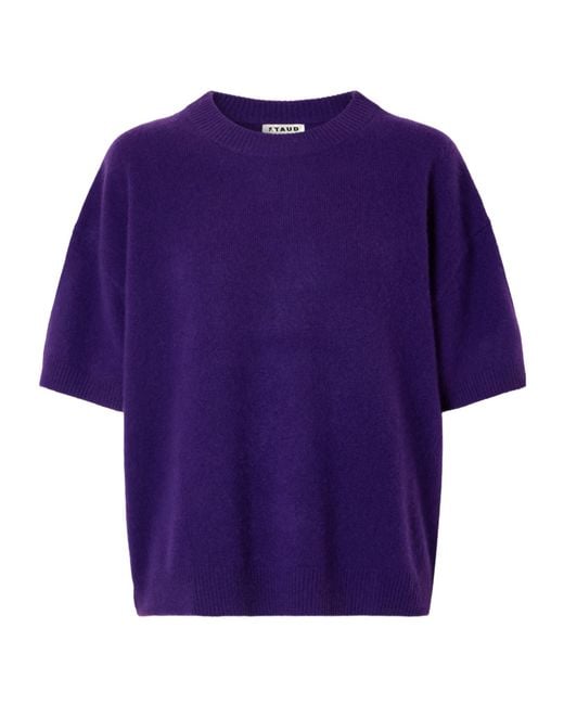 Staud Purple Solid Color Cashmere Sweater