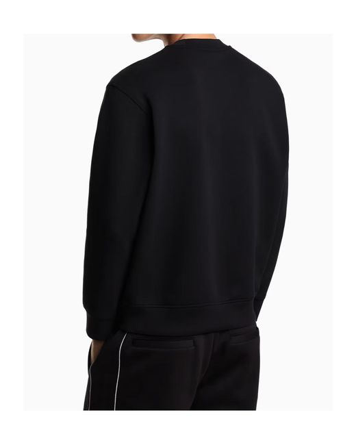 Emporio Armani Blue Logo Embroidered Crewneck Sweatshirt for men
