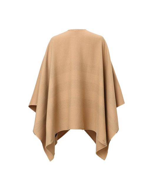 Burberry Natural Reversible Check Merino Wool Poncho