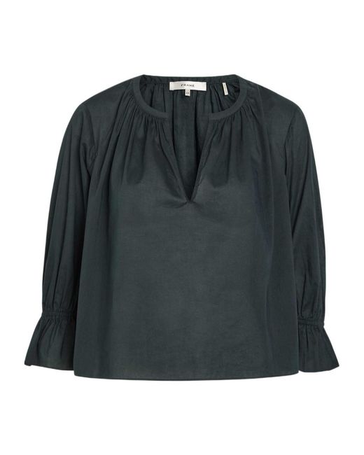 FRAME Green V-Neck Cotton Shirt