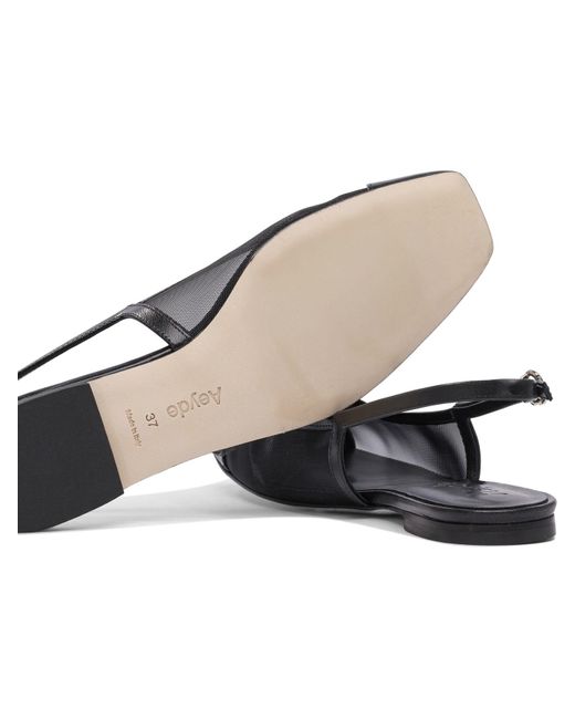 Aeyde Black Round Toe Flat Sandals