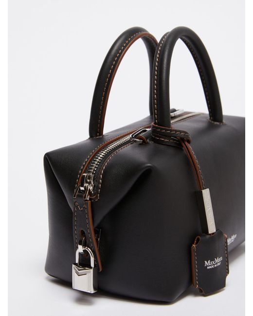 Max Mara Black Small Natural Leather Bowler Bag