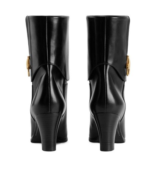Gucci Black Elizabeth Heeled Ankle Boots