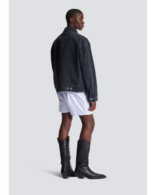 Balmain Blue Distressed Denim Jacket for men