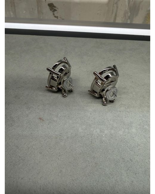 Balenciaga Gray Frame-Style Oval Earrings
