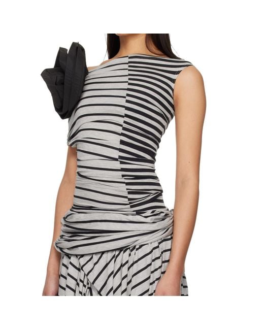 VAQUERA Black Striped Corsage Top