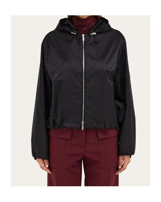 Ferragamo Black Ferragamo Monogram Wind Jacket