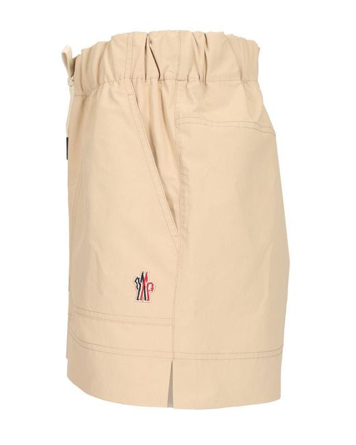 Moncler Natural Grenoble Logo Patch Drawstring Shorts