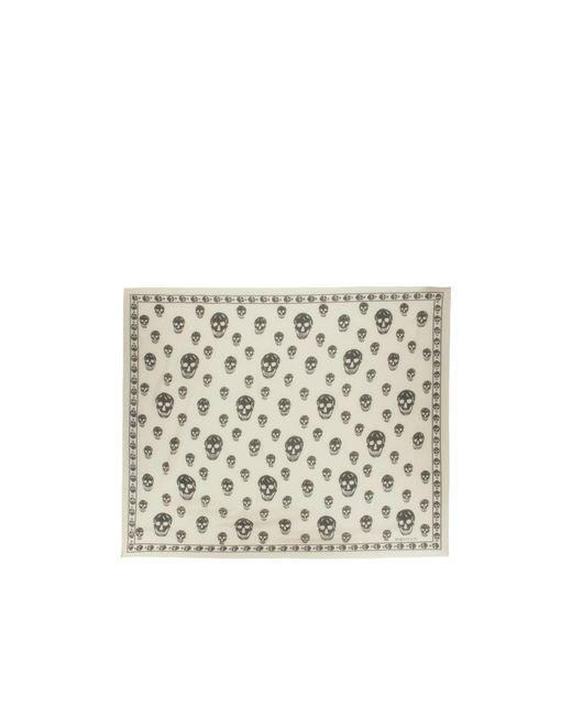 McQueen White Skull Motif Scarf