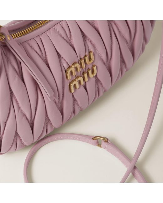 Miu Miu Pink Wander Matelassé Nappa Leather Hobo Bag