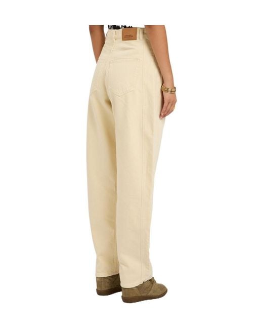 Isabel Marant Natural Solid Color Barrel-Leg Jeans