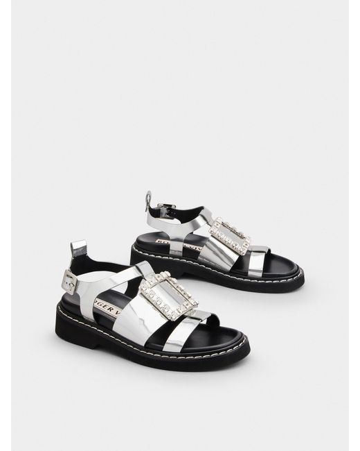 Roger Vivier Multicolor Open-Toed Round Head Sandals