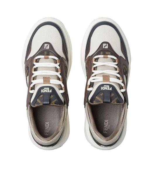 Fendi Gray Force Lace-Up Sneakers for men