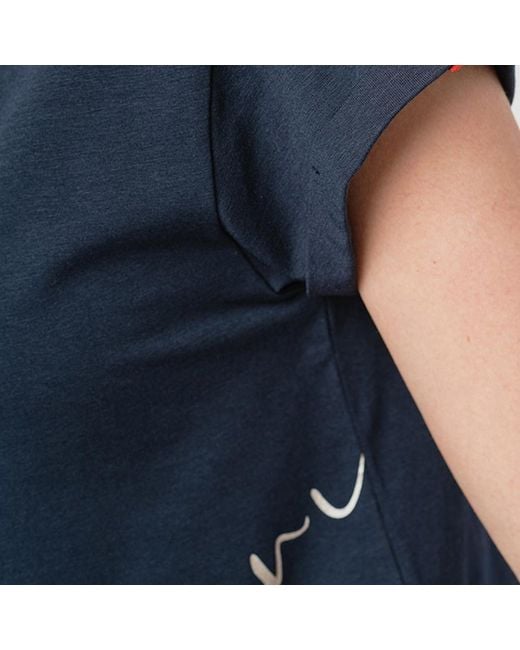 EA7 Blue Round Collar Striped T-Shirt