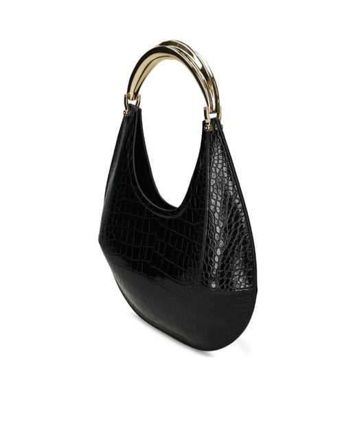 Elisabetta Franchi Black Medium Hobo Bag With Crocodile-Effect