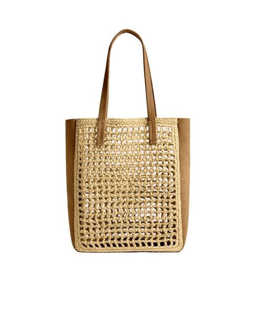 Khaite Metallic Small Zoe Woven-Panel Tote Bag