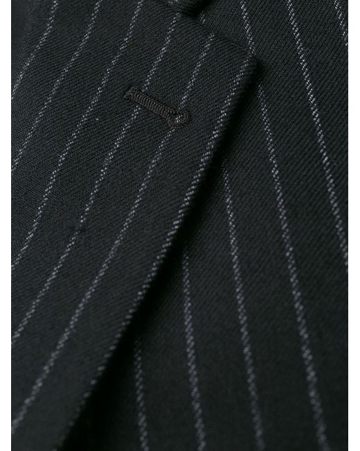 Saint Laurent Black Pinstriped Buttoned Blazer for men