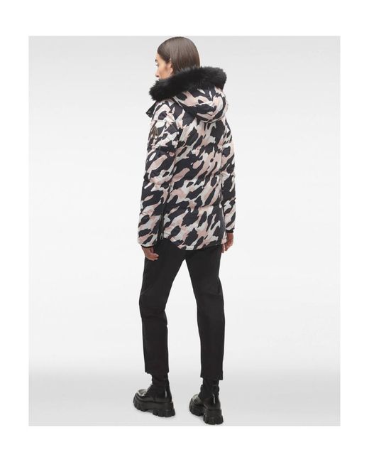 Moose Knuckles White Camouflage Printed Down Jacket