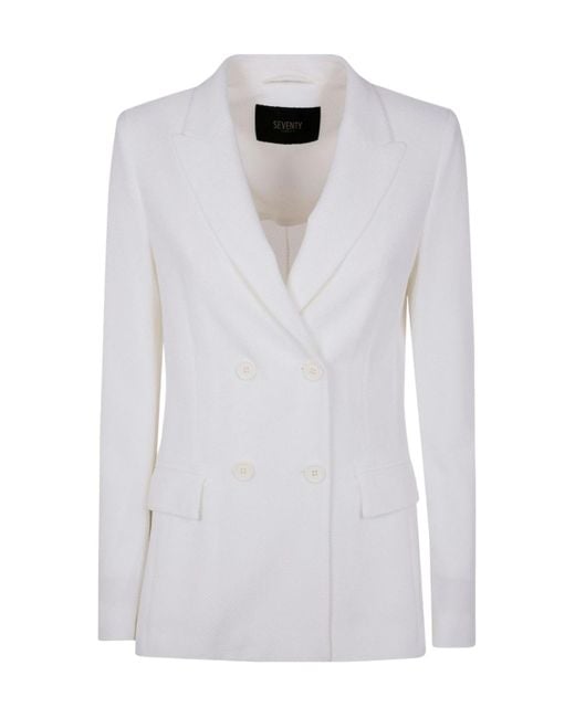 Seventy White Double-Breasted Blazer