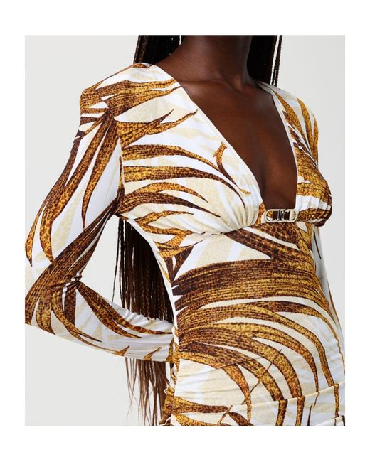 Just Cavalli Multicolor Tropical Print Ruched Mini Dress