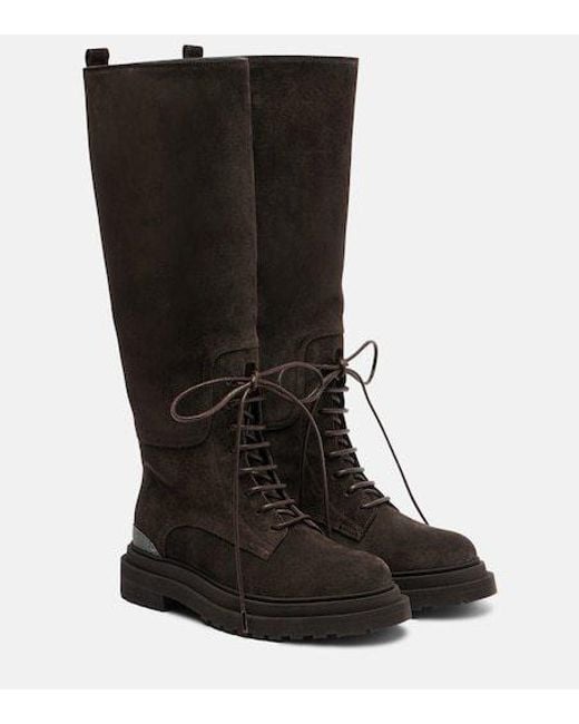 Brunello Cucinelli Black Monili Lace-Up Boots