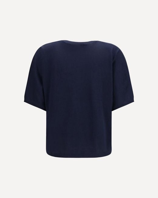 Brunello Cucinelli Blue Short-Sleeve Round-Neck Cashmere T-Shirt