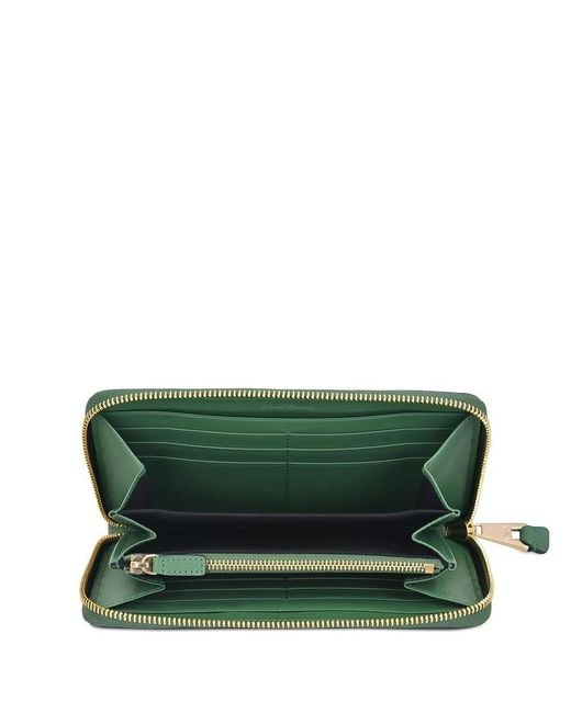 Emporio Armani Green Long Full Zipper Wallet