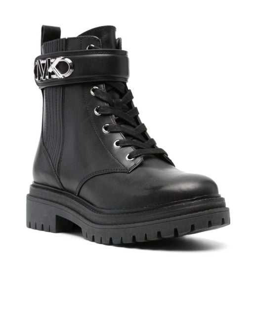 MICHAEL Michael Kors Black Parker Logo Plaque Ankle Boots