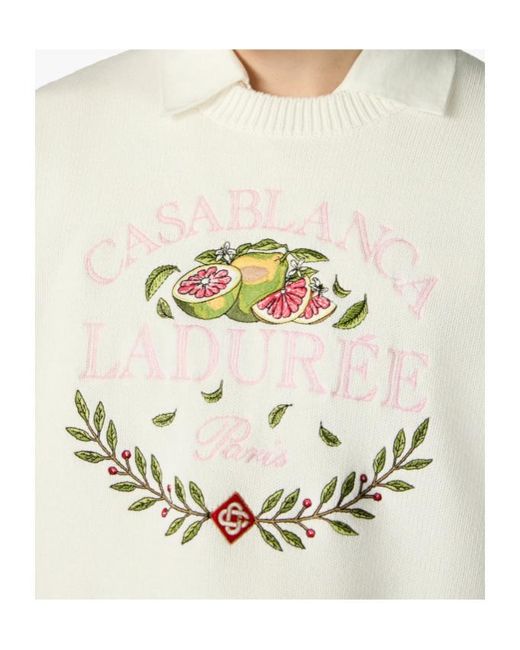 Casablanca White X Laduree Crew-Neck Cotton Jumper for men