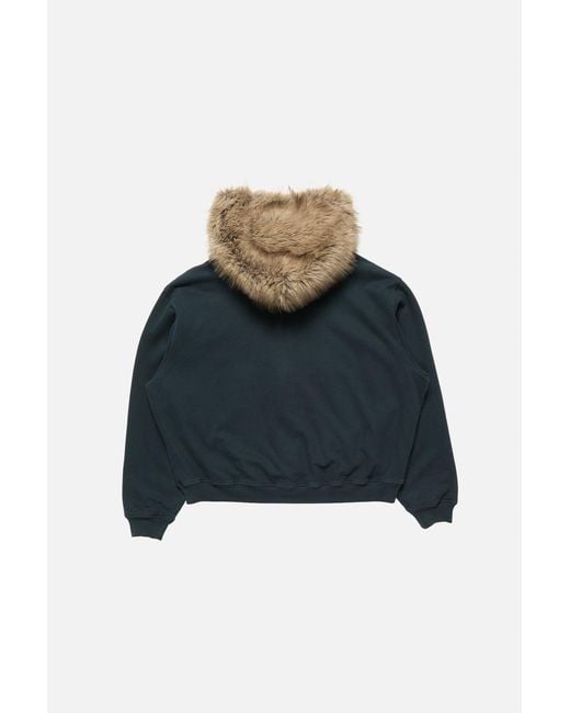 Acne Green Sweater With Faux Fur Hood